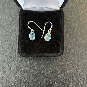Sterling and blue topaz French wire earrings